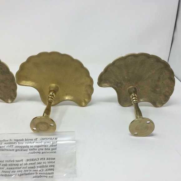 4 Solid Heavy Bright Brass Metal Shell Tie Backs - Picture 9 of 9